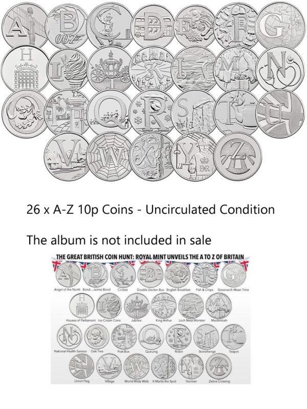 NEW 2018 Uncirculated A-Z 10p Complete 26 Set Coins Coin Hunt Early Strike